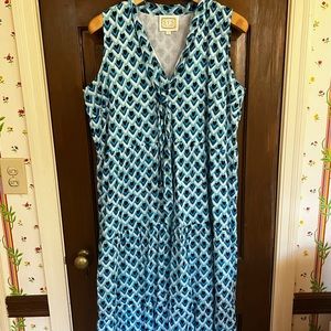 Sail to Sable blue and white maxi dress sleeveless